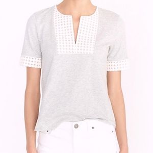 J Crew Factory Embroidered Eyelet t shirt top S